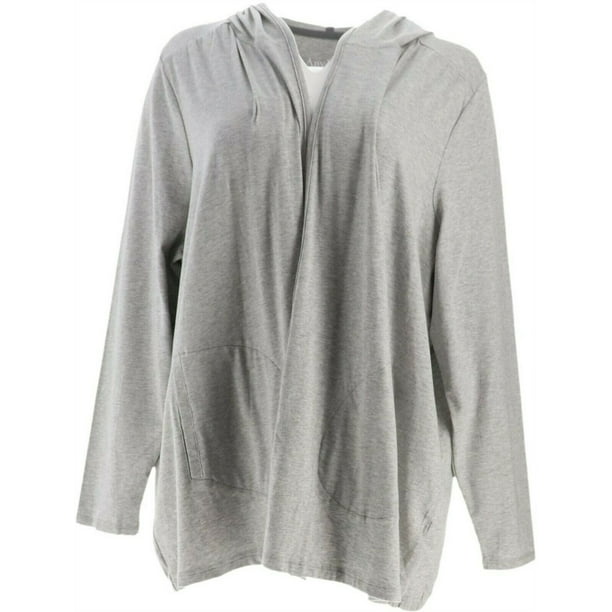 AnyBody Loungewear Cozy Knit Hooded Cardigan Navy M NEW A349790